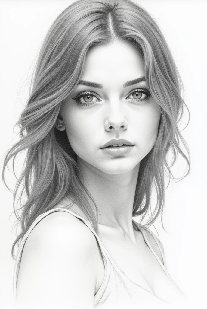 Pencil Sketch, beautiful girl, portrait, High Detail, masterpiece,