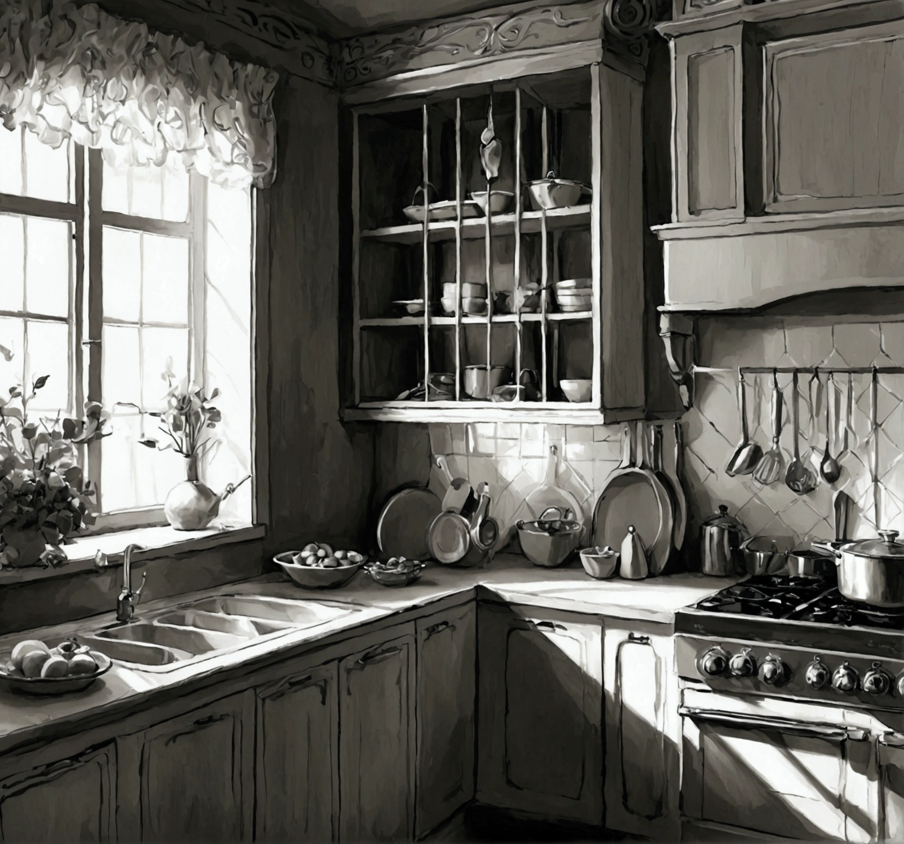 A monotone kitchen background