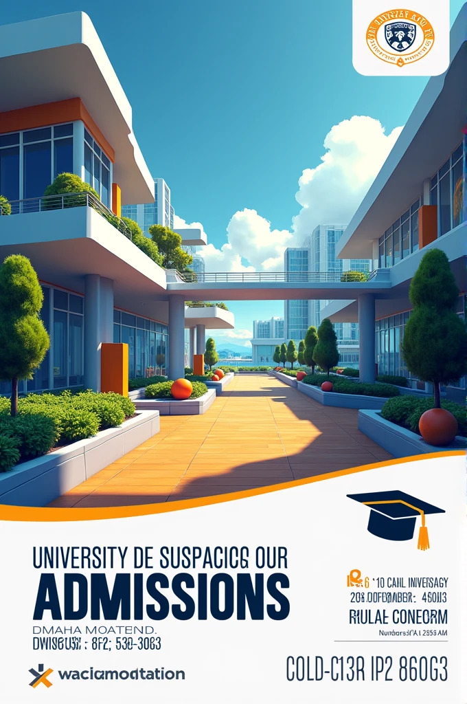 Create a banner innovative design for our university like amity university admission going on and special feature