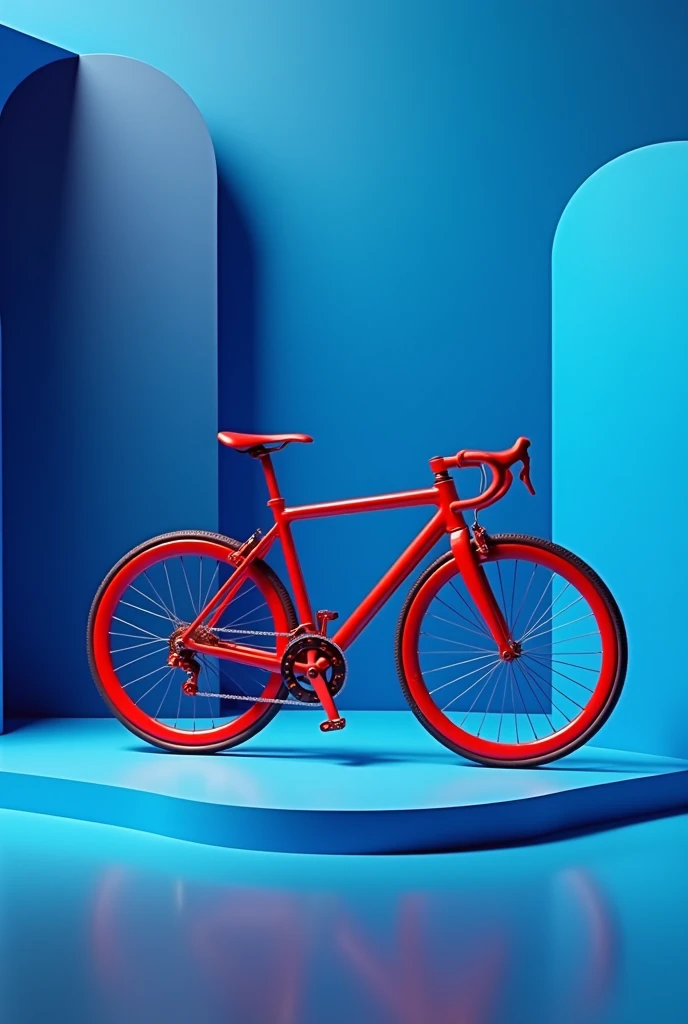 Bike red color in blue tri