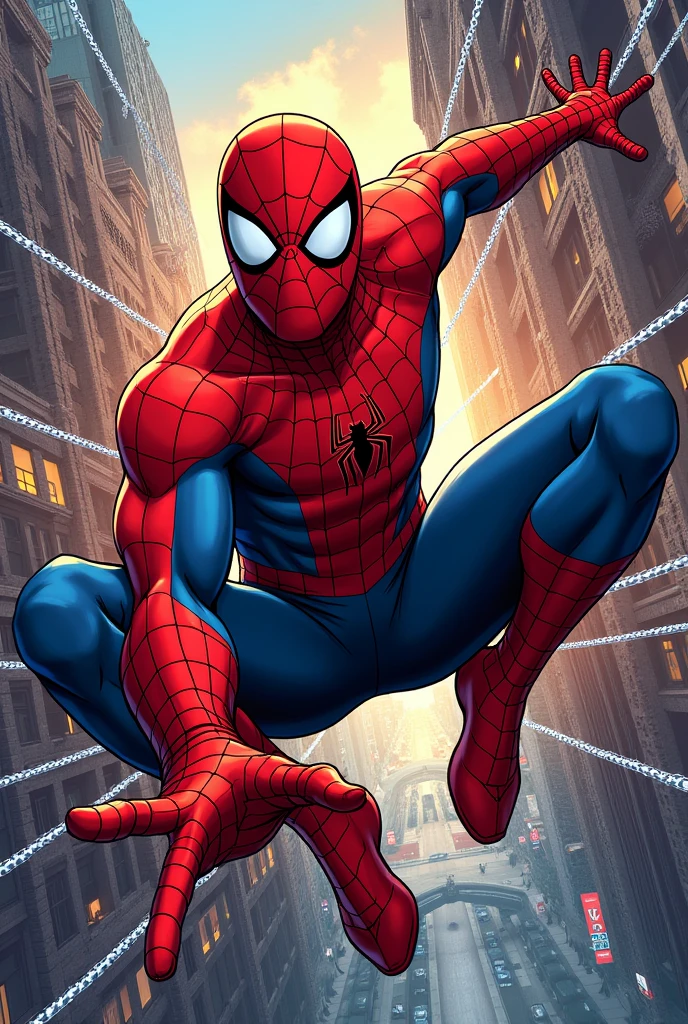 Create spider-man image on sheets like in comic strips many photos in one image