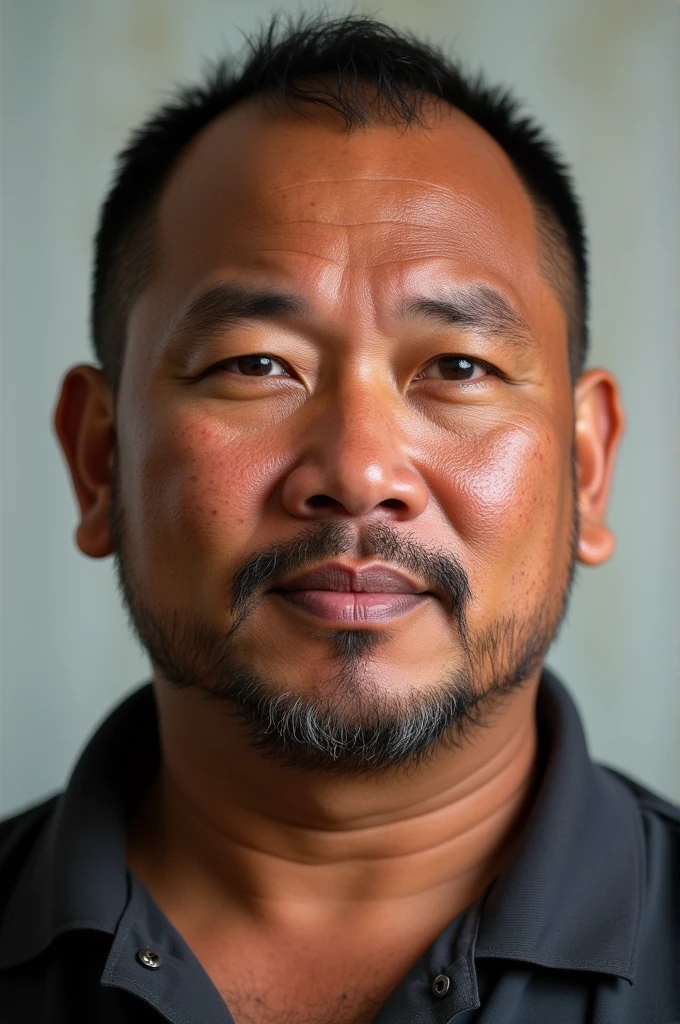 Create a realistic Facebook profile picture of Mark Ah Chee from Milne Bay Province of Papua New Guinea. He is chubby and has reddish dark skin, is clean shaven, and has shorter hair. In his early 40's.