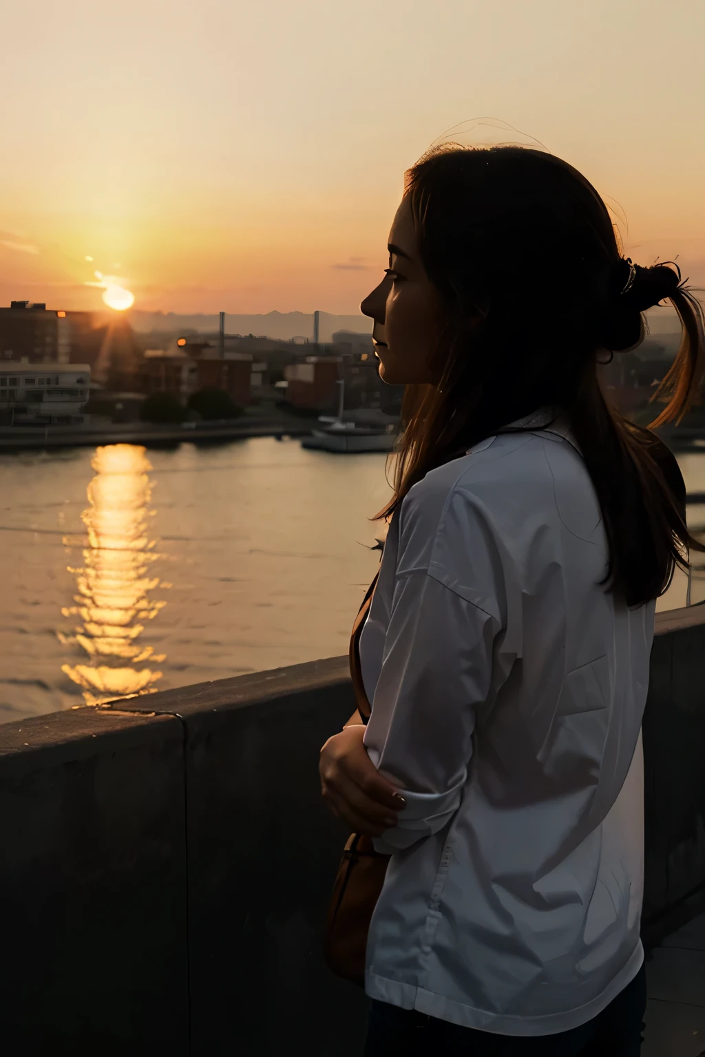 A woman watching the sunset