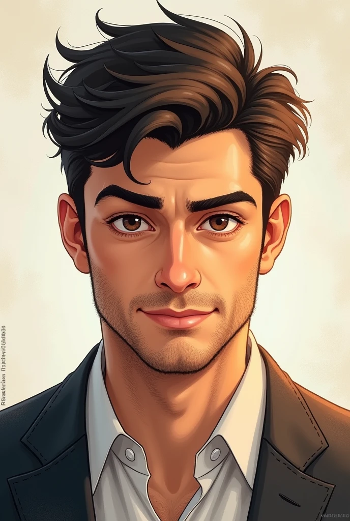Charming man's avatar could be a strong, yet gentle, illustration of a man with a subtle smile and piercing eyes, representing his bold and compassionate nature