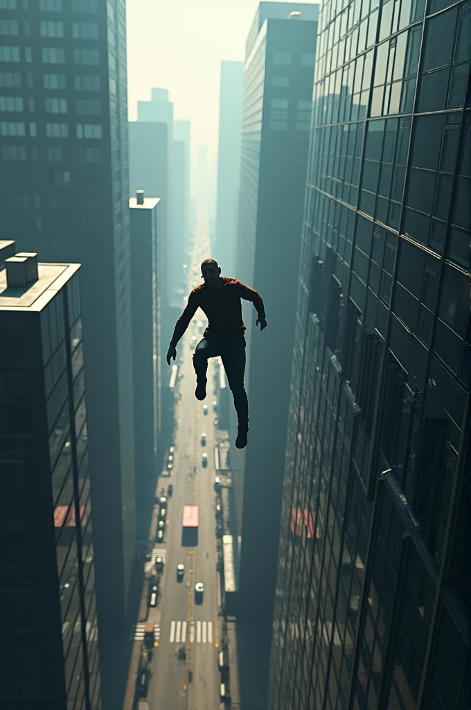 A man jumping off a building 