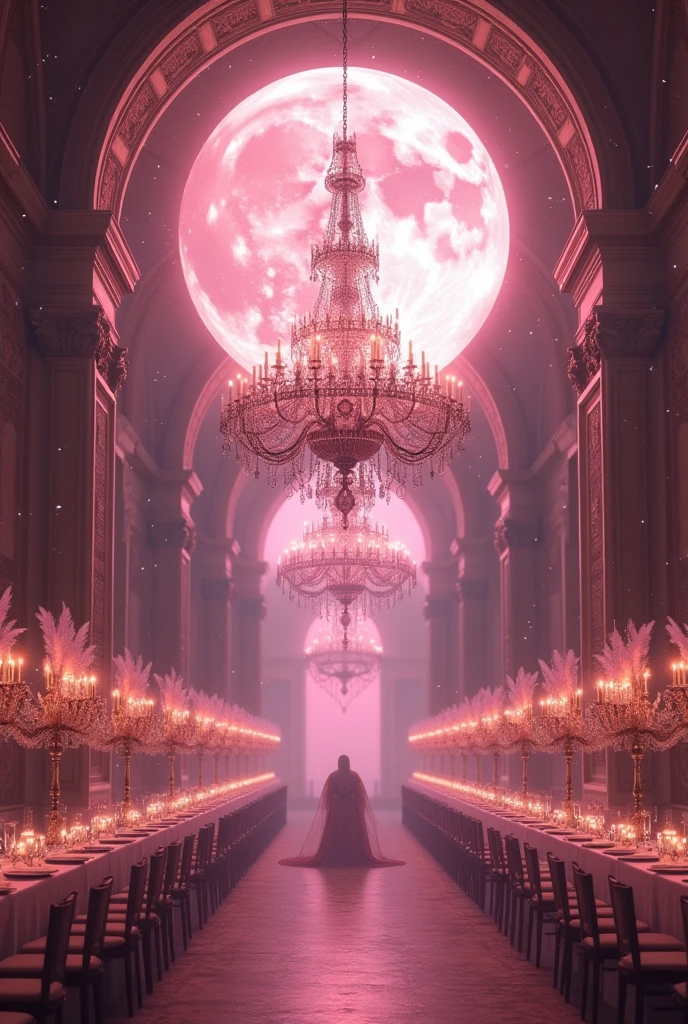 A tremendous god々Shi Big beautiful chandelier Number 10 in a heart at the bottom(((((((Central 10)))))) ((((((((Number 10)))))))) Celebration Time The flow of time lives with music in memories Soft Light Dinner at the Palace of Versailles Hall of Mirrors A beautiful pink moonlit night dinner party with no one around The magic of the full moon shining in the dark night A starry sky Another dimension, a mysterious pink color (((((((No people in sight)))))) The sparkling little feathers and stardust are beautiful.