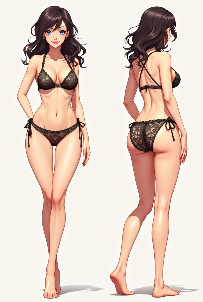 Can you make a model sheet of a sexy anime girl in a bikini?