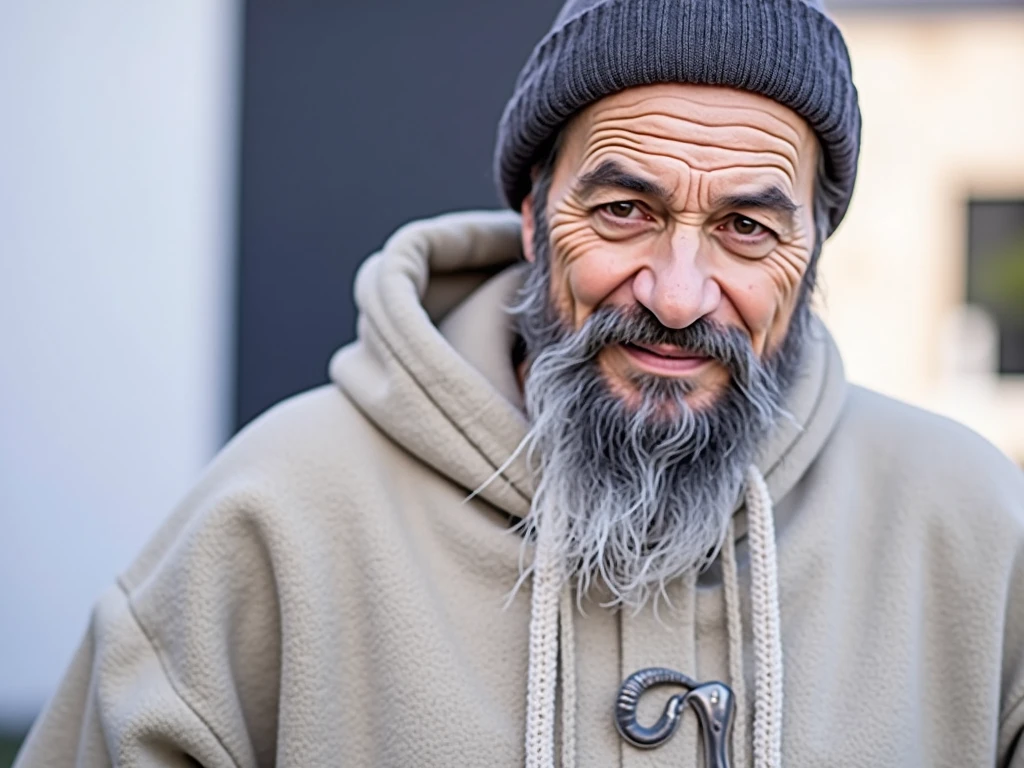 A portrait oF a wizard, beard, Wrinkles, big, with piercing eyes, Detailed Face, عاري الجسم ضعيف big السن نحيف مشعر, High detail, Photography, studio shadow, edge of light, Nikon D850, 50mm, F/1.4