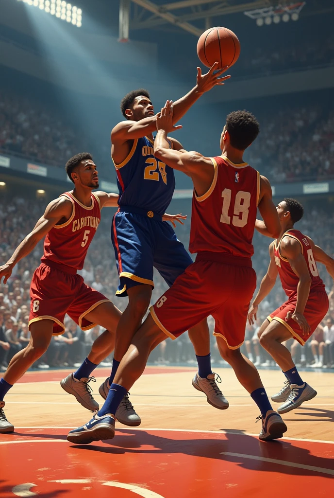 Basketball players open the zone fiercely