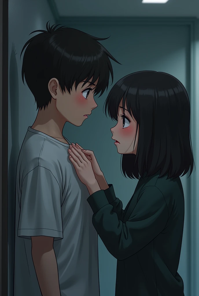 A boy press girl boobs