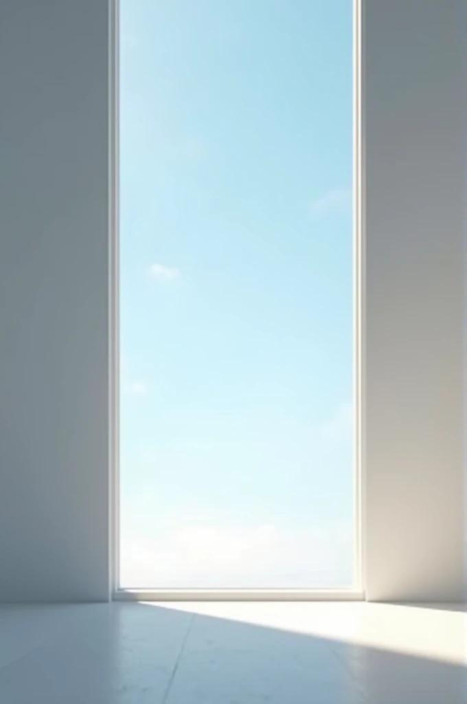 an front wall with little dark left or right side and a window in middle of the screen outside only sky