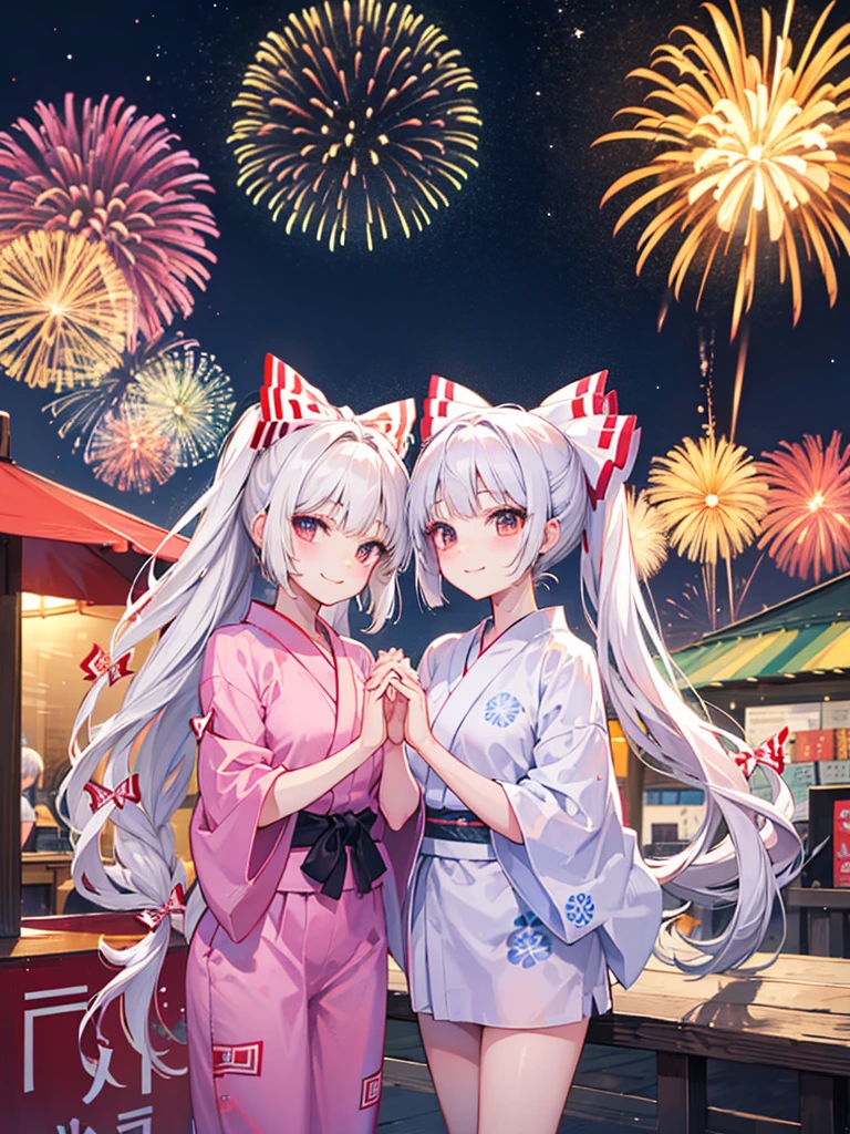 Fuziwarano mokou、smile、Join hands、smile、yukata、firework、firework大会、stall