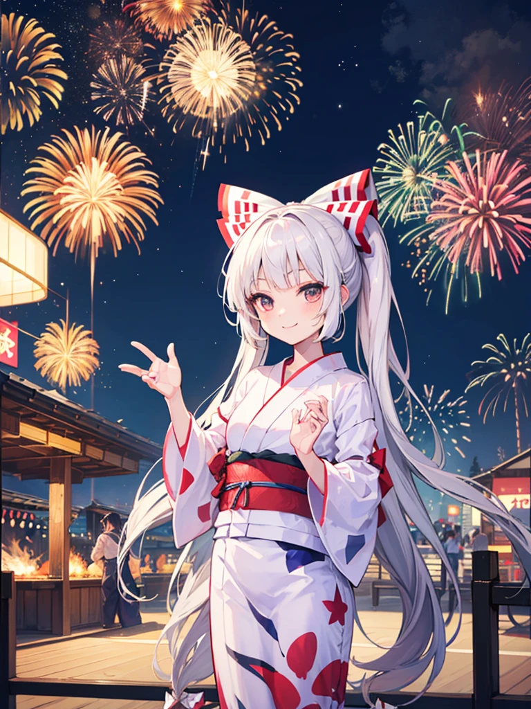 Fuziwarano mokou、smile、Join hands、smile、yukata、firework、firework大会、stall、busy