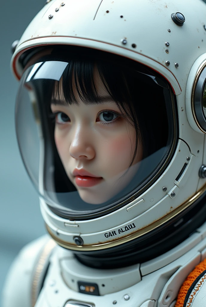 a highly detailed japanse female astronaut in a futuristic space suit, wearing a sleek space helmet, with intricate and complex details, in a photorealistic style, 8k resolution, close-up view