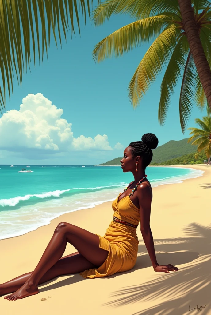 beautiful african woman on a beach