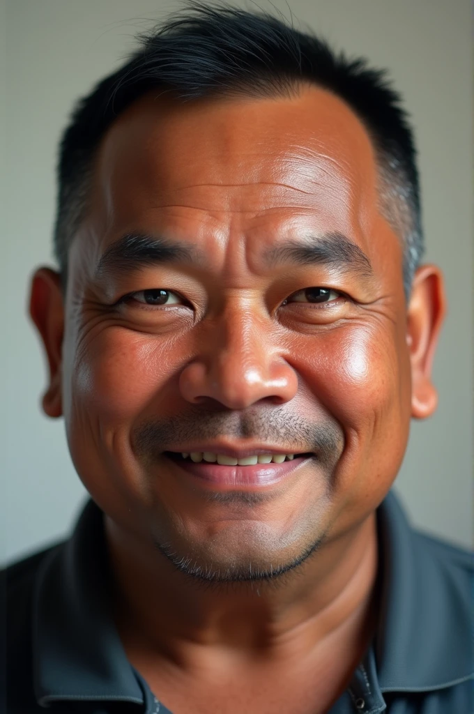Create a realistic Facebook profile picture of Mark Ah Chee from Milne Bay Province of Papua New Guinea. He is chubby and has reddish dark skin, is clean shaven, and has shorter hair. In his early 40's. 5th generation Papua New Guinea.