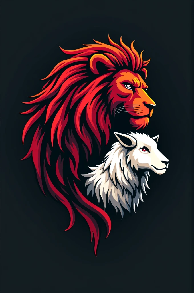 "black and red lion and sheep" logo