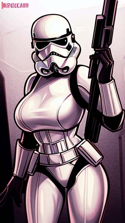 A girl Storm trooper has large breasts 