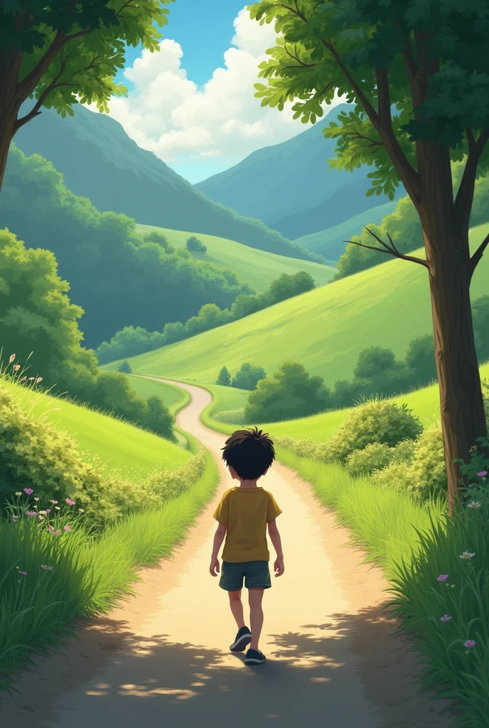 Boy walking in road video