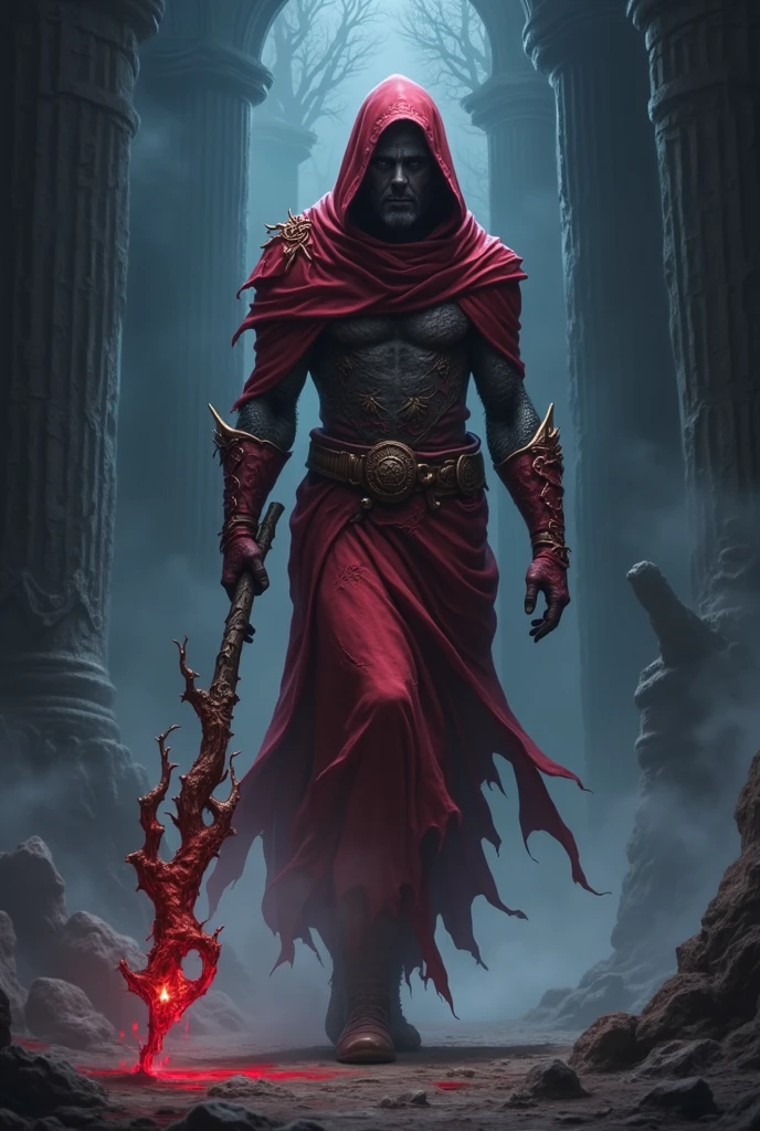 Alter, magic staff , bloody cloak