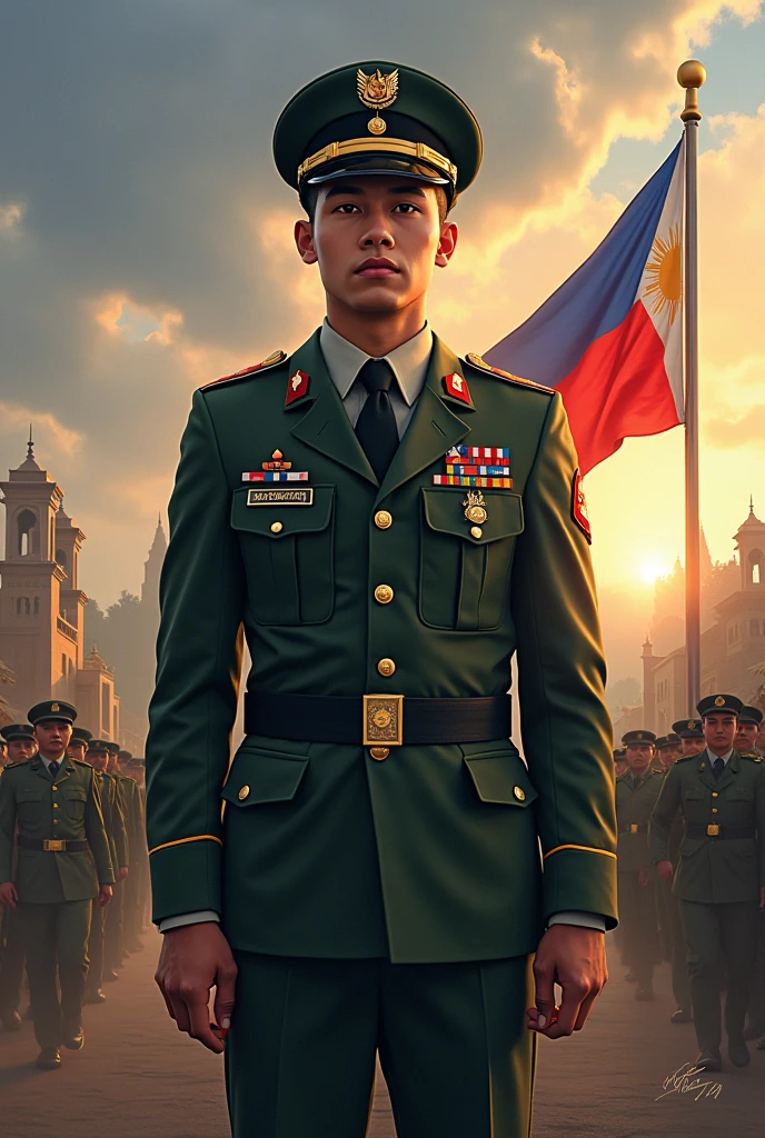 rating_sfw, source_ANIME, score_9_gravitas, noble 1boy, eyes exuding solemnity (eyes:1.2), ceremonial military uniform (uniform:1.1), standing before a monument, sunset casting long shadows, reflective mood, medals of honor visible, aura of sacrifice and duty.
