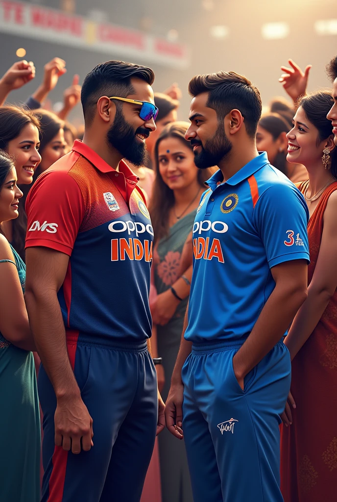 Virat Kohli and ms dhoni with 100 women 