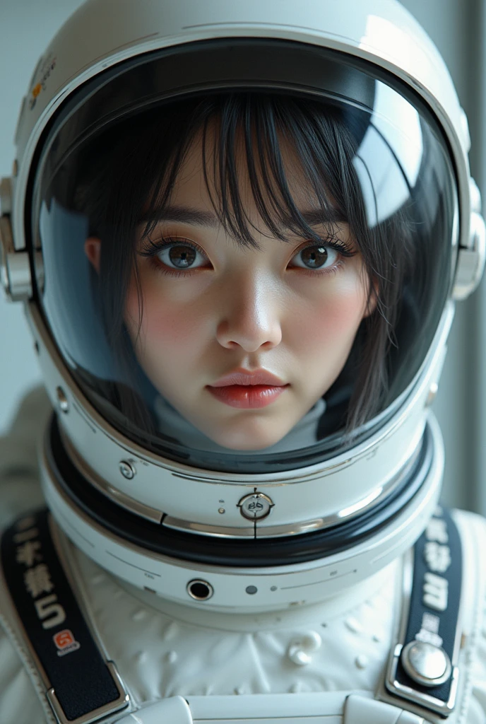 a highly detailed japanse female astronaut in a futuristic space suit, wearing a sleek space helmet, with intricate and complex details, in a photorealistic style, 8k resolution, close-up view