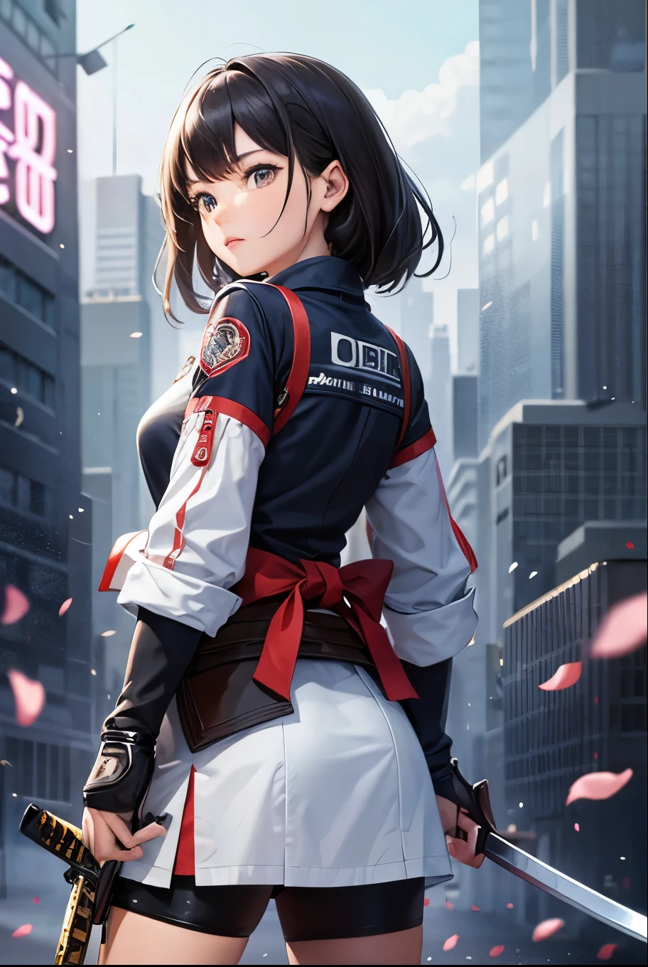 1girl,solo,holding weapon,katana, 