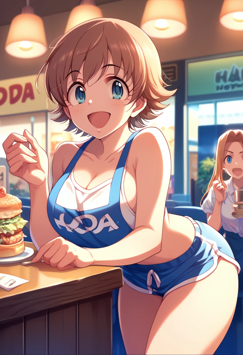 My happy honda, underwear, Seductive,big detailed breasts, short hair, by the cafe, blue eyes, excited, taking off the clothes, Hotel room