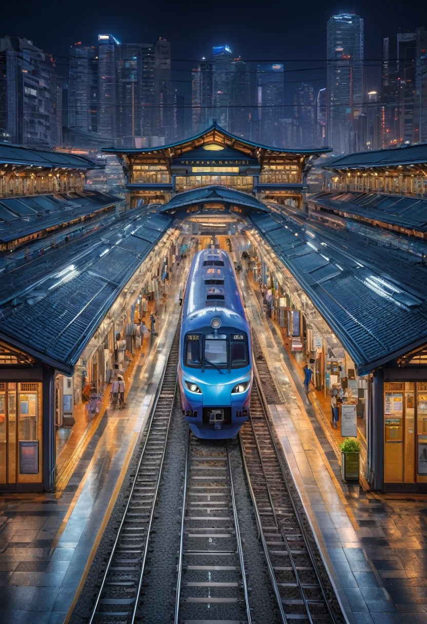 Train Station by Miki Asai, best quality, masterpiece, Representative work, official art, Professional, Ultra intricate detailed, 8k