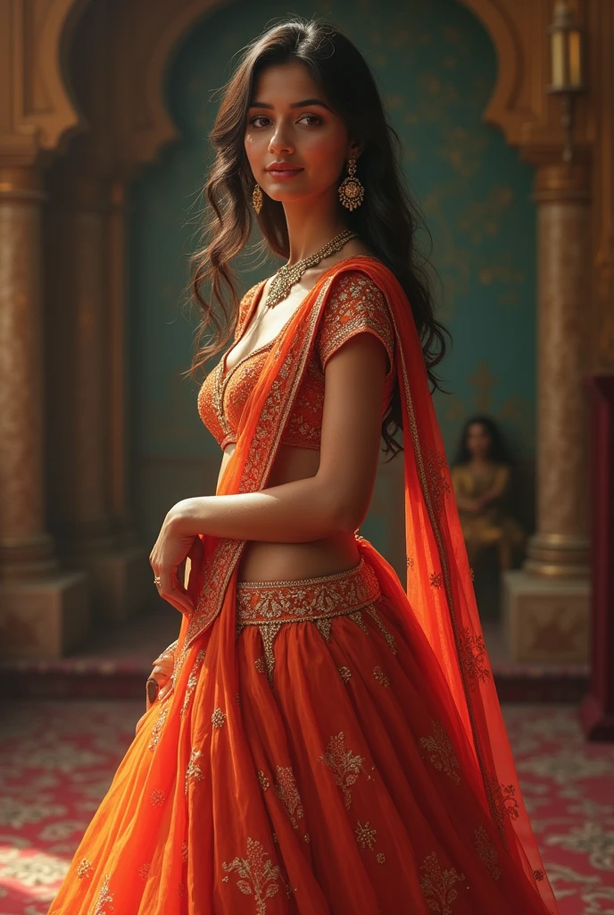 Anuska sharma wearing lengha showing penty wearing

