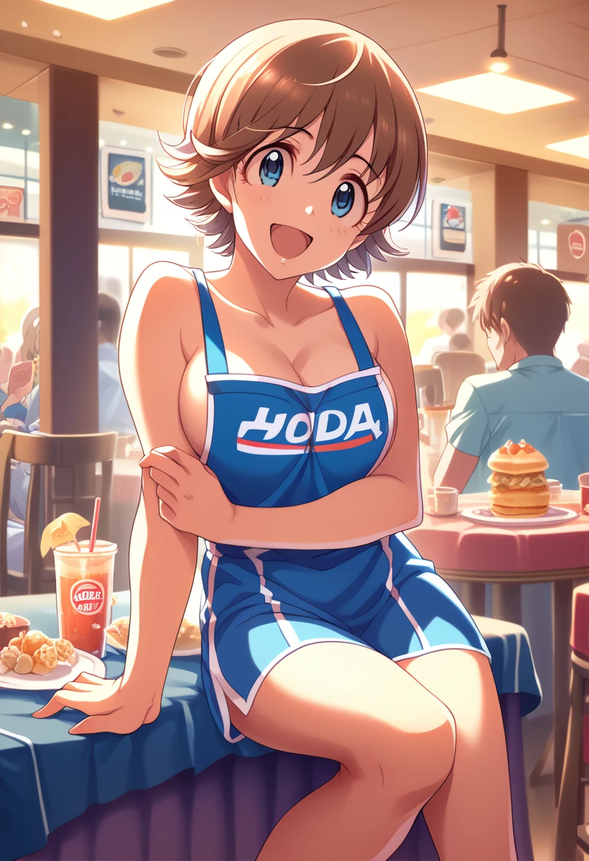 My happy honda, underwear, Seductive,big detailed breasts, short hair, by the cafe, blue eyes, excited, naked, Hotel room