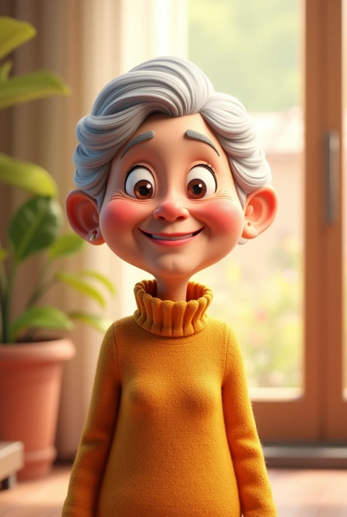 Old lady with smile 3d cartoon 3d animation
