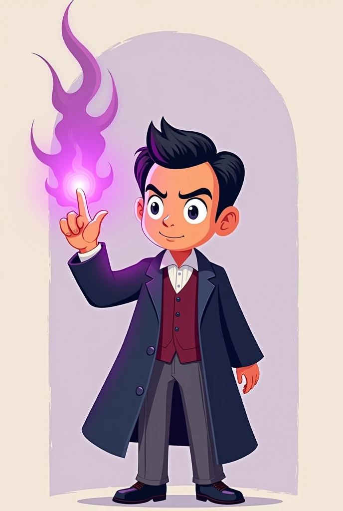 jose rizal using hollow purple technique pointing to his enemy. Make it like a simple cartoon style, with the original hairstyle of jose rizal. Put an hollow purple technique on the point finger of rizal