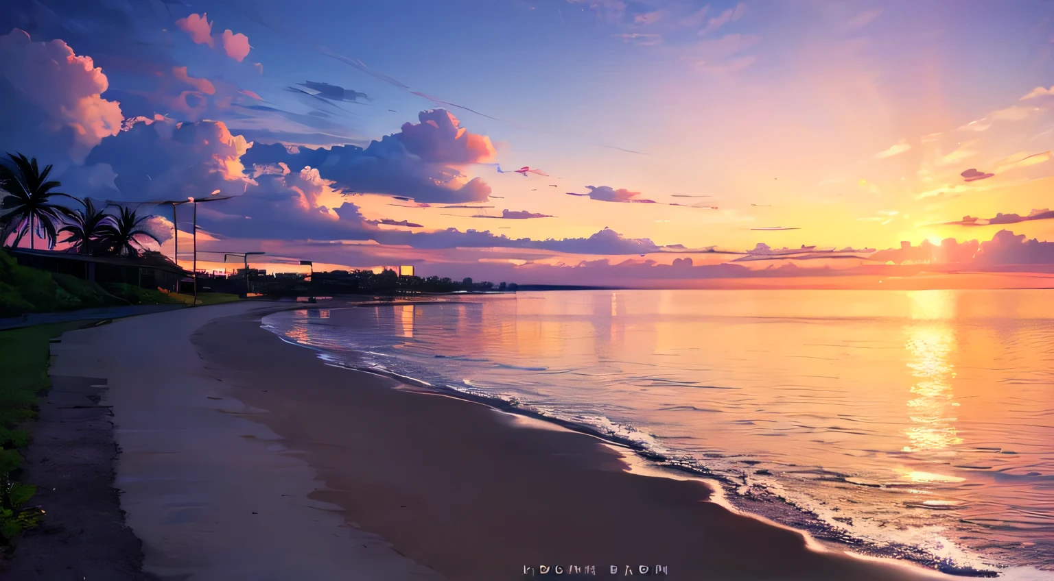 (8ก,RAW photos,Highest quality, Masterpiece,HDR,Bloom:1.2),girl,desktop wallpaper,outdoor,movie light,morning,cloud,sea,beach,summer,sky,sun,Coconut tree