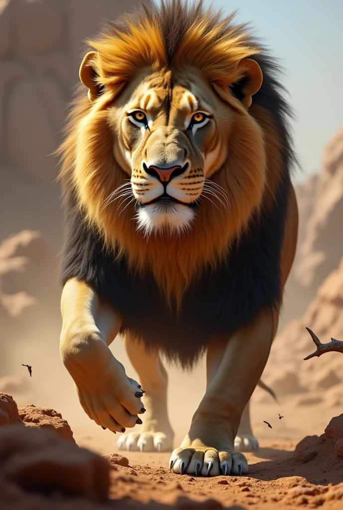 The lion in trouble