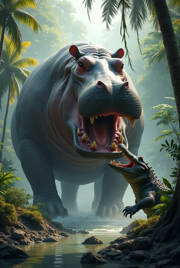 Big hippo and big crocodile