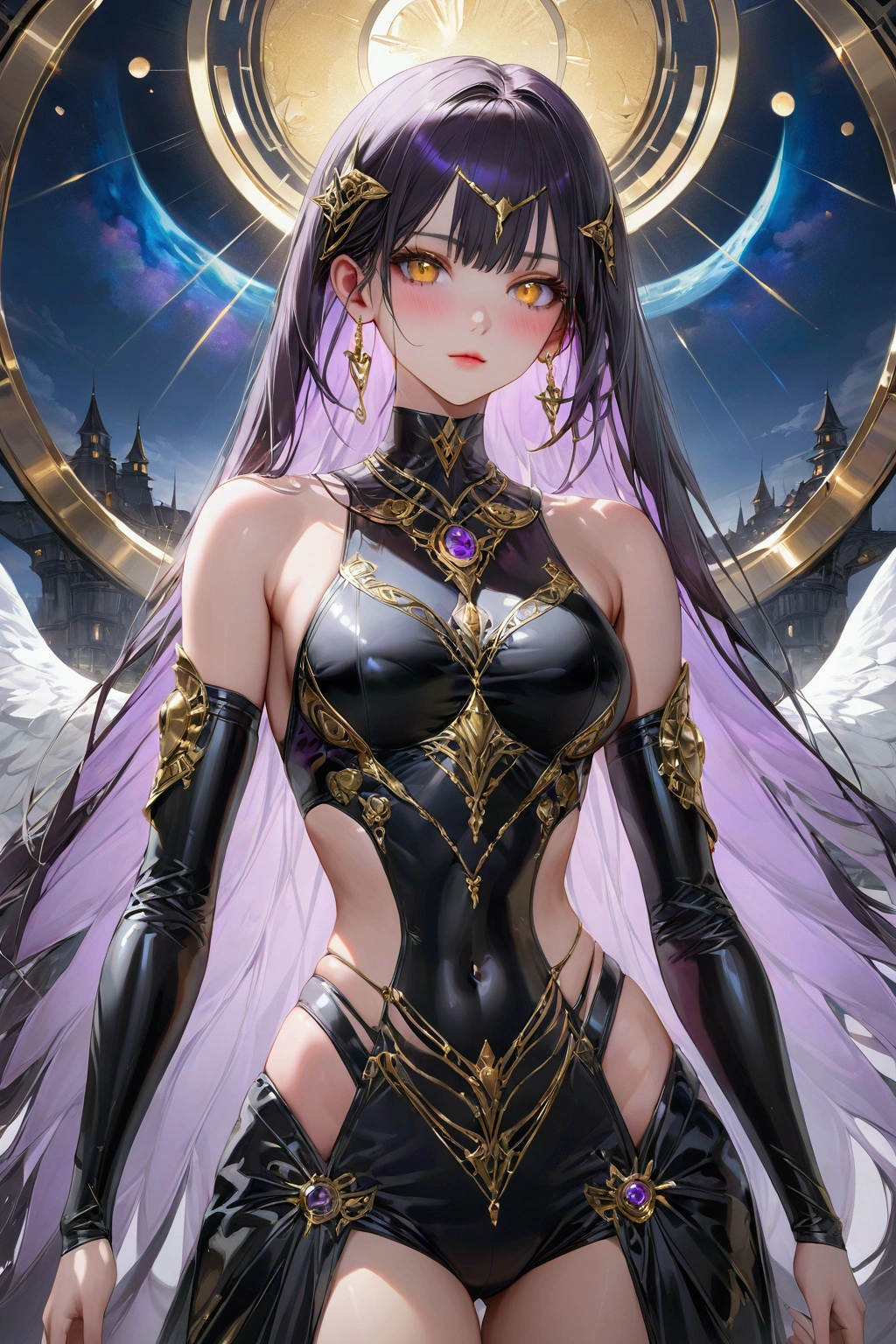 Harry Clarke, Kotomi Aoki, Surreal, mysterious, strange, fantastical, fantasy, Sci-fi, Japanese anime, miniskirt beautiful girl in return, perfect voluminous body, inverted world of shadows, detailed masterpiece Hyper realistic sharp focus sexy erotic
