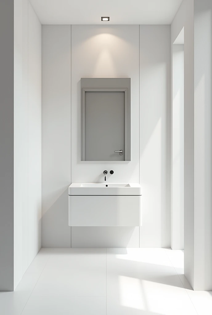 Left side wall Right side bathroom front door, center wash basin and wall mirror, image front of washing basin seeing