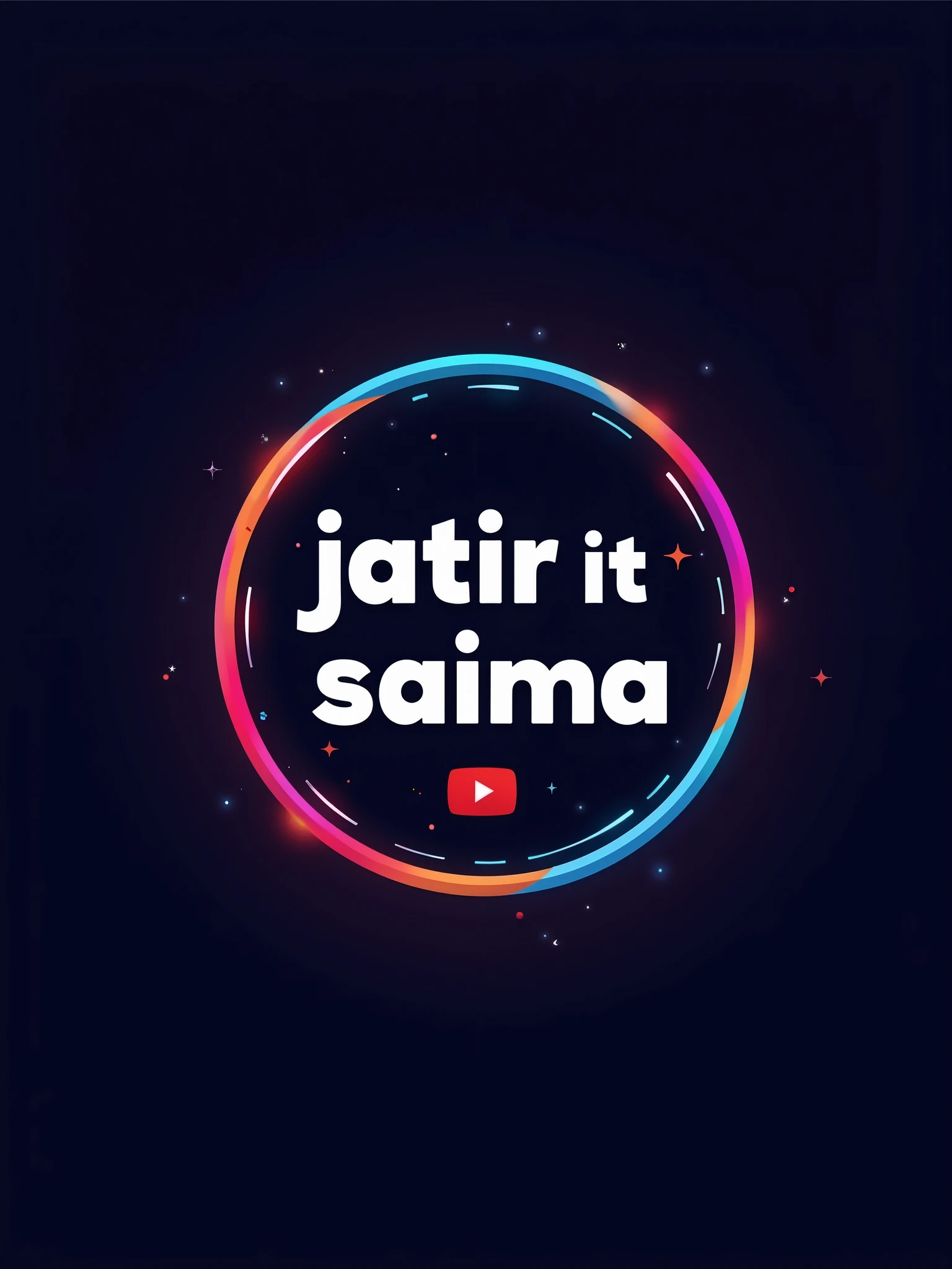 Create a round-shaped logo for my YouTube channel named ‘Jatir Saima iT’. The logo should feature the channel name prominently. Incorporate graphical icons or symbols that represent short reels, viral videos, and AI technology. The design should be modern, eye-catching, and convey a sense of innovation and technology. Use colors that are vibrant and appealing to a tech-savvy audience  -process