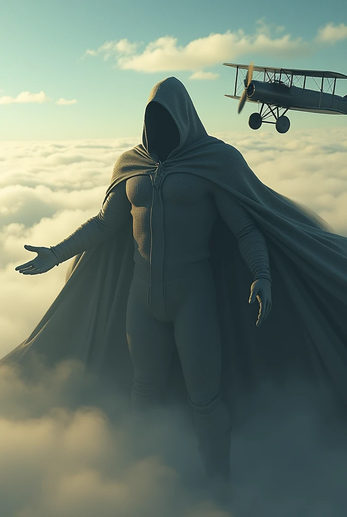 8k image in big cowl flying with airoplane 


