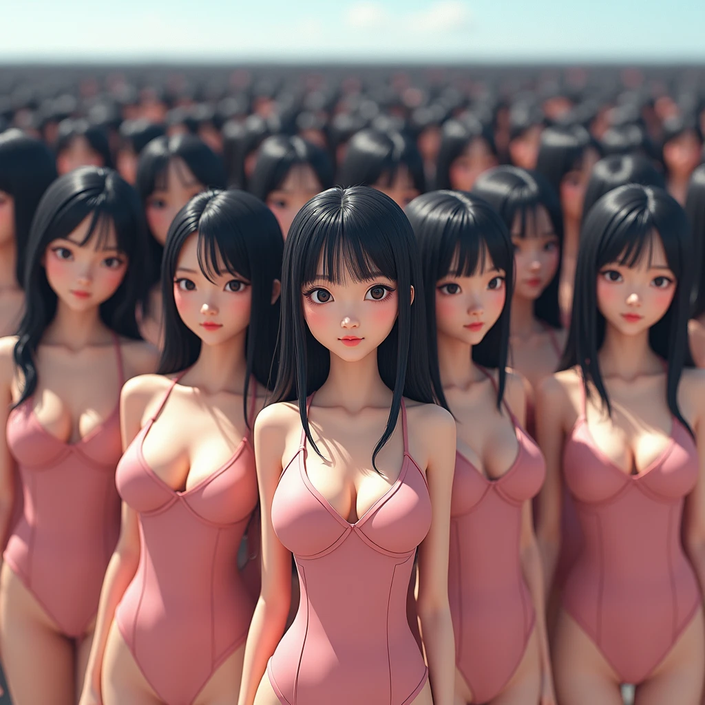 (((((Japanese Clone-girls=Myself))))), (((Super Best masterpiece Clone-girls Raw Photography Art))), (((16K, Highest quality, Ultra-high resolution, RAW Photos))), (((It's so unrealistic., With unparalleled depiction, With an unfathomable sight, An unprecedented and shocking worldview, Clone-girls: In a world of mass reproduction, Ultra-realistic))), (((Japanese Girls, Sasaki Nozomi, 28yo, Small face, Thick black hair, Medium to long hair, Dark Eyes, Mature face, Cute Smile, Smiling face, A gentle gaze, (((Very happy laughter)))))), (((Very beautiful detailed girls, Accurate body structure, Accurate body movements, Very detailed body, (((Super big breasts, Large bulge of ample breasts)))))), (((Pink swimsuit, Cleavage Emphasis, Emphasise the fullness of your breasts))), ((((((((Very detailed, Myself cloning, Depiction of splitting oneself, 1Myself girl→1,000,000,000,000,000,000,000,000,000,000Myself cloning girls)))))))), (((((((Myself clone-girlsから, Myself keeps multiplying, (Very detailed and intricate, To the exact, Flawless, (((In the same female body,With the same face, With the same hairstyle, In the same clothes, At the same height, 同じSuper big breastsである))), In a detailed depiction), 1,000,000,000,000,000,000,000,000,000,000 people))))))), (((((Myself girls only))))), (((((1,000,000,000,000,000,000,000,000,000,000Myself girls))))), (((((Very detailed depiction, Multiple or more Myselves, Physical contact, Pleasant conversation, Holding hands, Hug, walk, Turn around, Shift your gaze))))), (((Very detailed, Extremely crowded, Body-to-body contact with no gaps))), (Bright and soft light), (((((Clear and accurate perspective depiction, super wide view, Ultra-wide field of view, Focus on the average value of the image))))), A crowd of Myself filling up the horizon, Everyone is sexy!!!!, I want to touch each other, I want to have sex with everyone, I want to put my boobs together, Everyone is me, so it's okay to touch them, Sex with a group of people!!!!!, Touch your body a lot, Licking each other, I want to hug multiple people