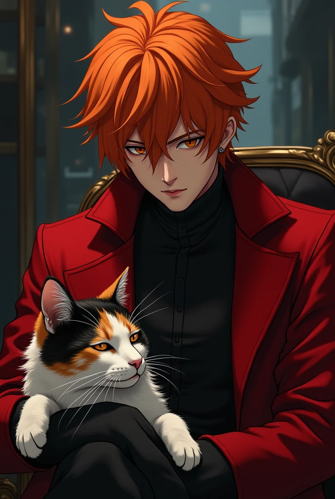 Nakahara chuuya from Bungo Stray Dogs with Calico cat