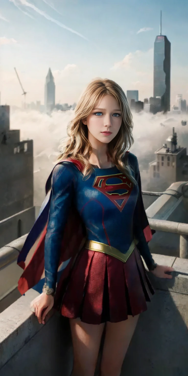 (1girl:1.3), Solo, (((Very detailed face)))), ((Very detailed eyes and face)))), Beautiful detail eyes, Body parts__, Official art, Unified 8k wallpaper, Super detailed, beautiful and beautiful, beautiful, masterpiece, best quality, original, masterpiece, super fine photo, best quality, super high resolution, realistic realism, sunlight, full body portrait, amazing beauty, dynamic pose, delicate face, vibrant eyes, (from the front), She wears Supergirl suit, red and black color scheme, spider, very detailed city roof background, rooftop, overlooking the city, detailed face, detailed complex busy background, messy, gorgeous, milky white, highly detailed skin, realistic skin details, visible pores, clear focus, volumetric fog, 8k uhd, DSLR, high quality, film grain, fair skin, photo realism, lomography, futuristic dystopian megalopolis, translucent