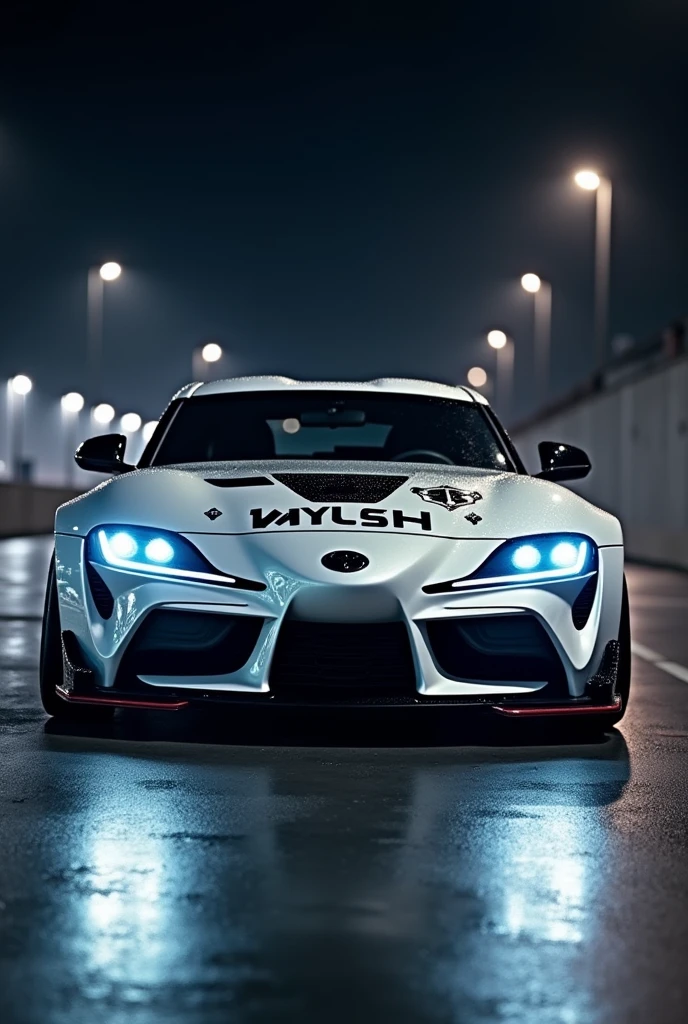 Supra mk4 full modified and car headlight is on
