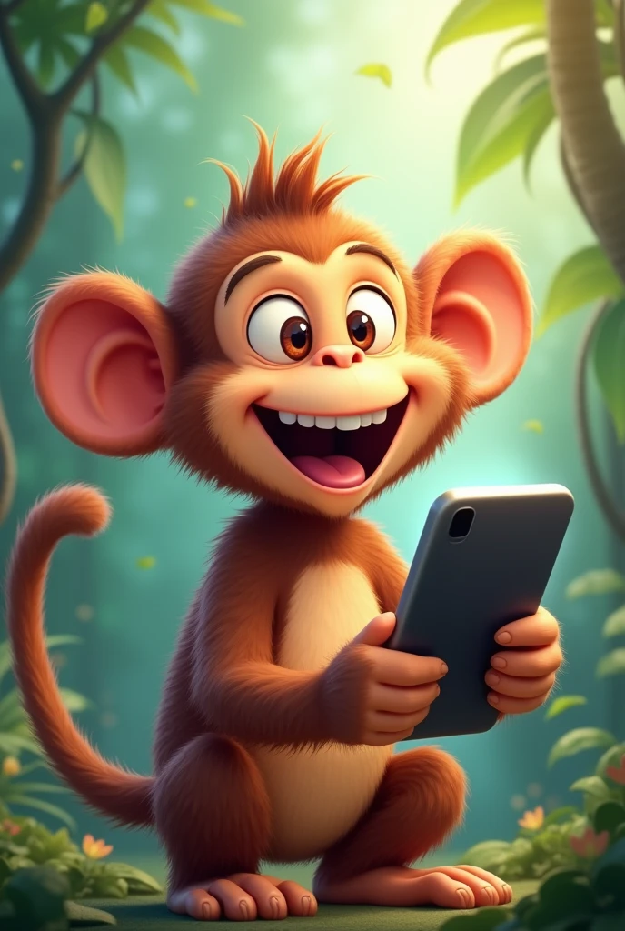 Monkey is Smiley and using mobile funny