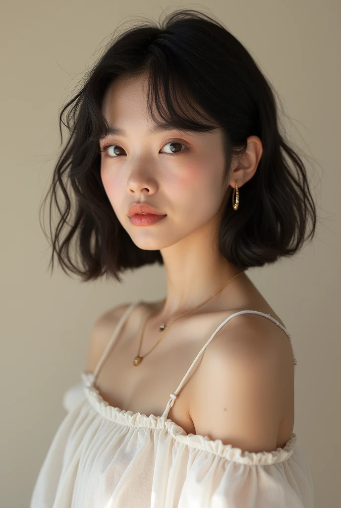 Very beautiful Japanese、Create beautiful and feminine body photos,Accurate simulation of lightweight material interactions、refreshing、Real People、Bob Hair