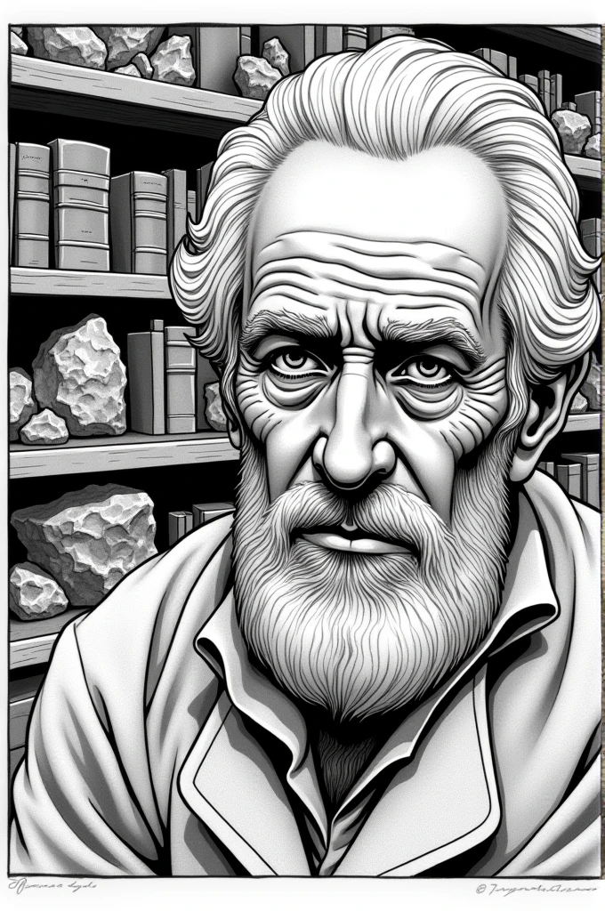 Make a comic strip with no color drawing only Charles Lyell