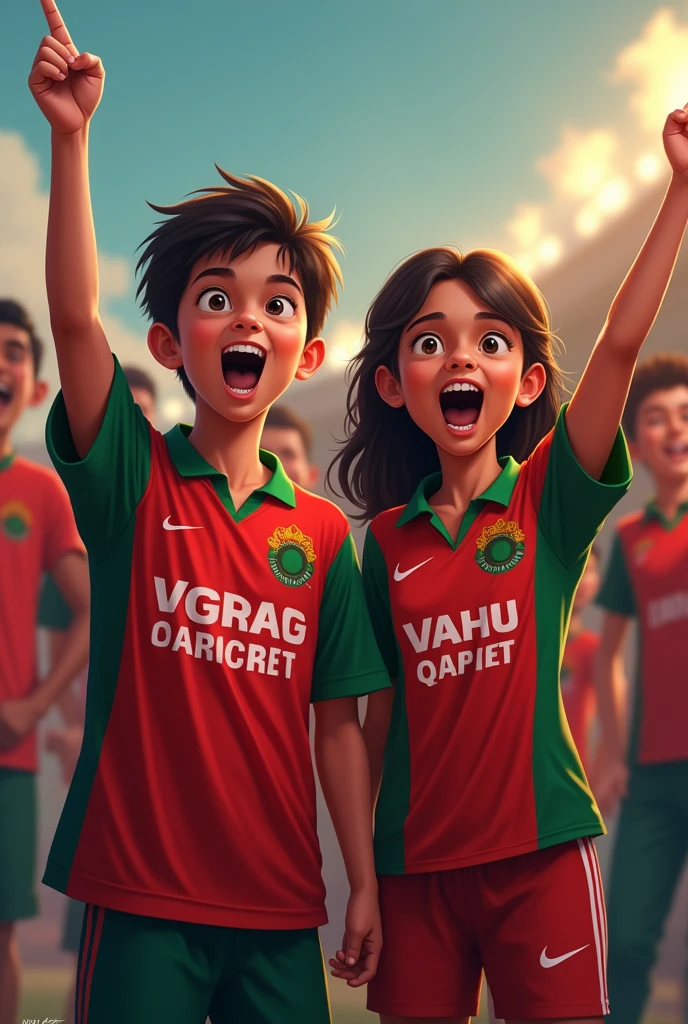 The boy Sohan 1and the girl Samita 1 are the fan of Bangladesh cricket.they wearing Bangladesh cricket jersy. there name showing there jersy