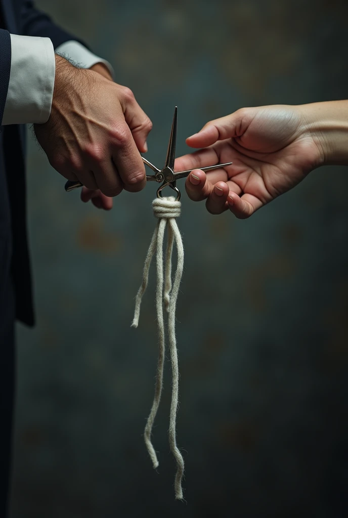 Marriage bond being cut with scissors